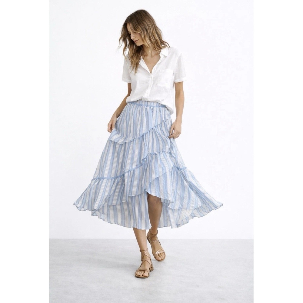 NWOT Anthropologie Moon River Ruffle Midi Skirt Sz S Coastal Cowgirl Boho